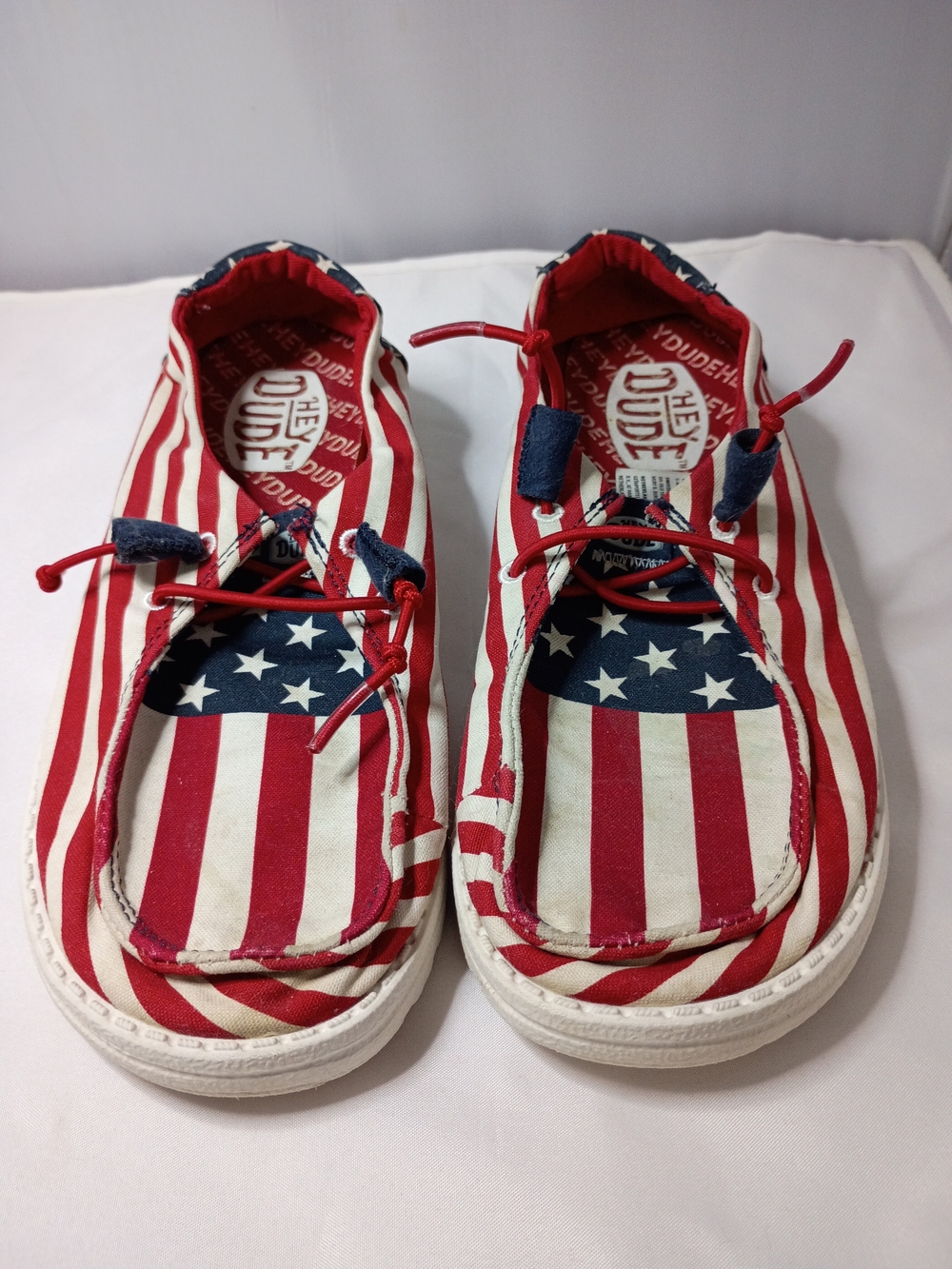 Hey Dude Kids Slip-On Sneakers in Red, White & Blue Flag Print